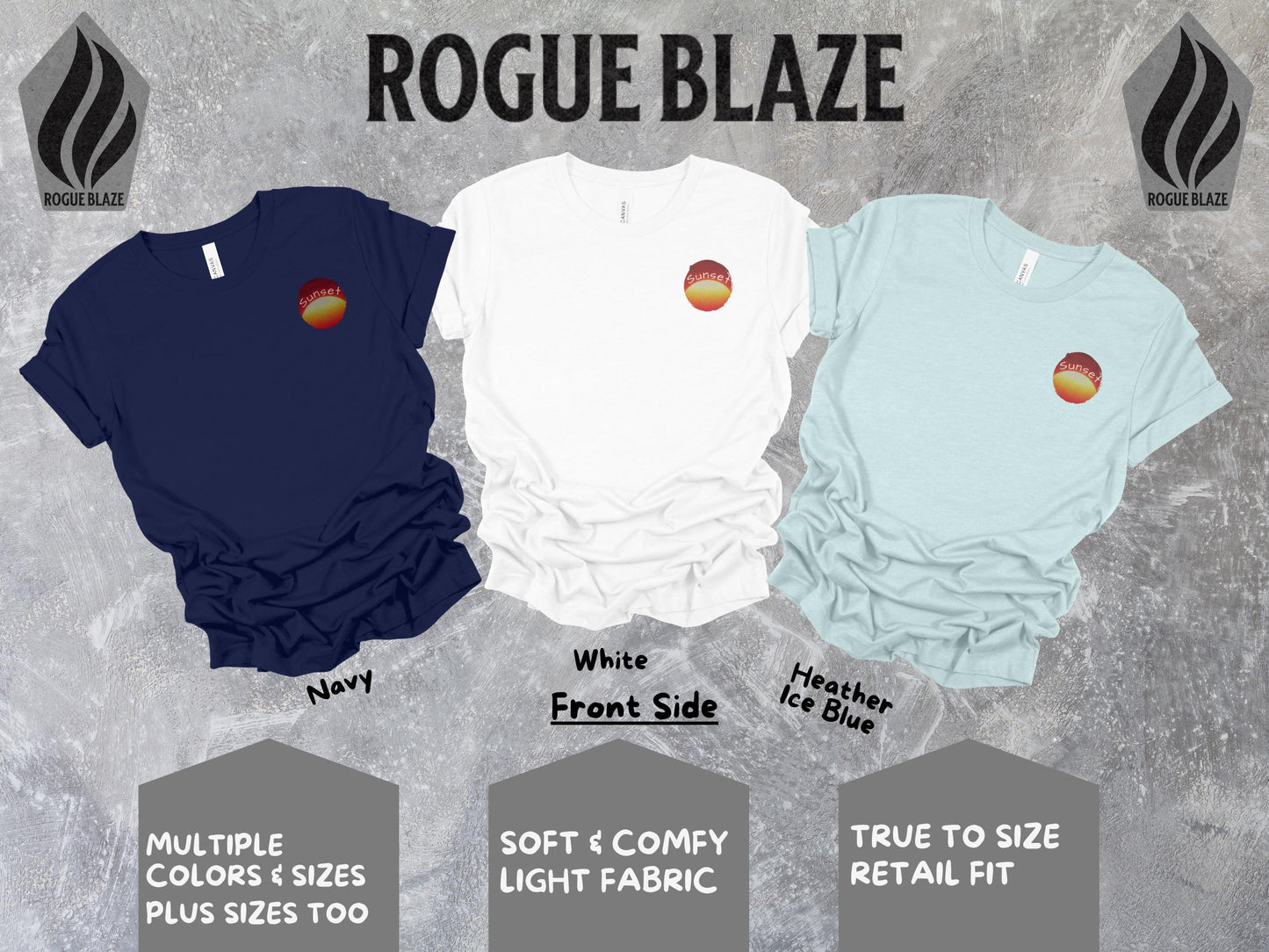 a group of three shirts with different colors
