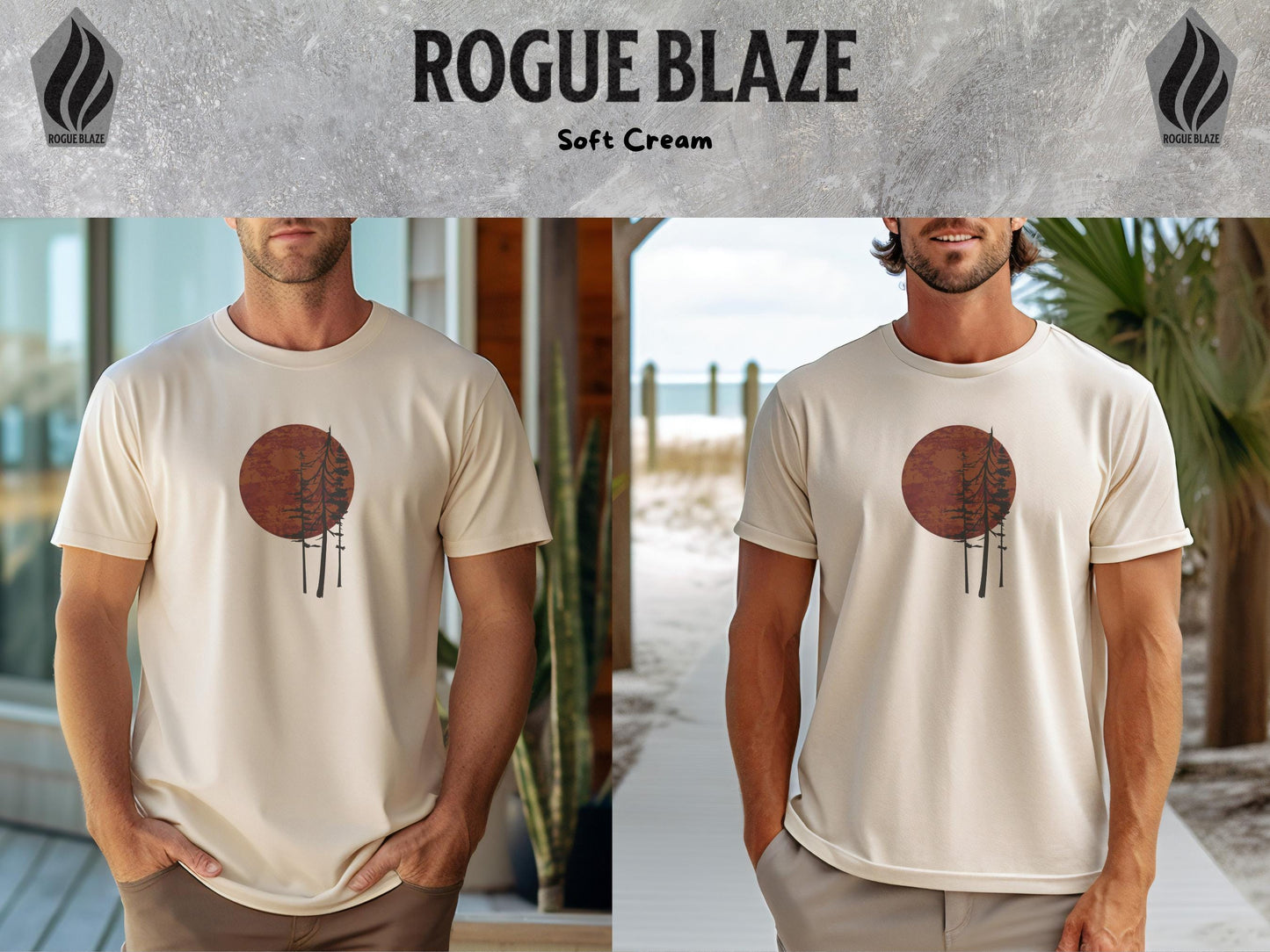 a man wearing a t - shirt with a picture of a tree on it