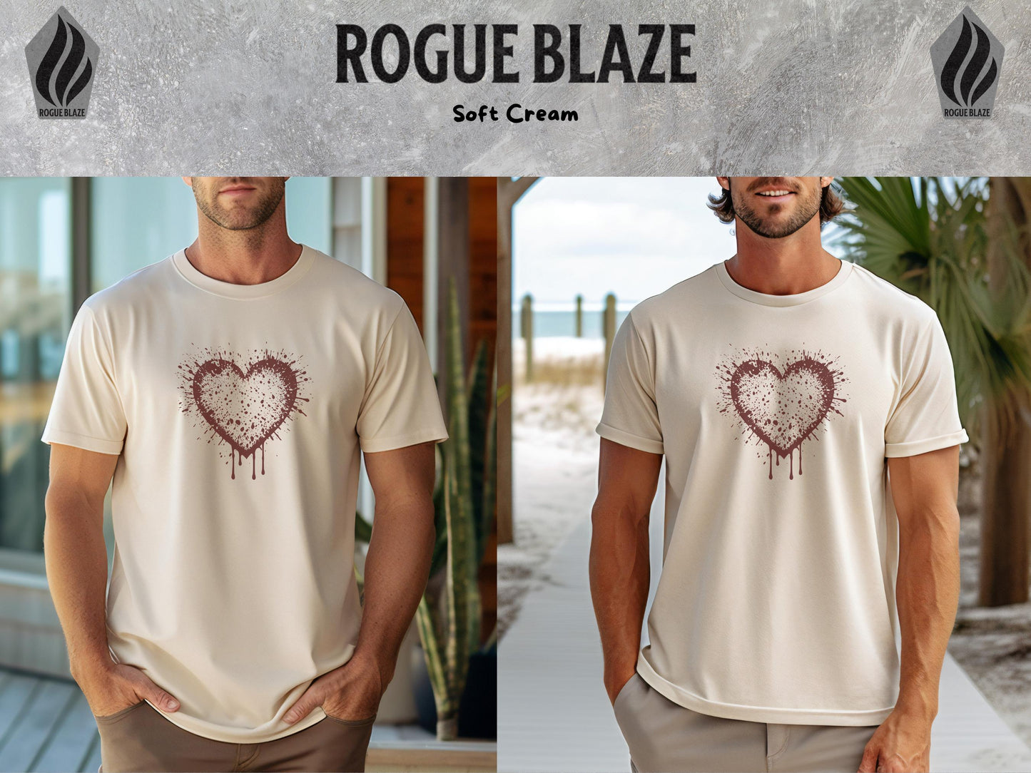a man wearing a t - shirt with a heart on it