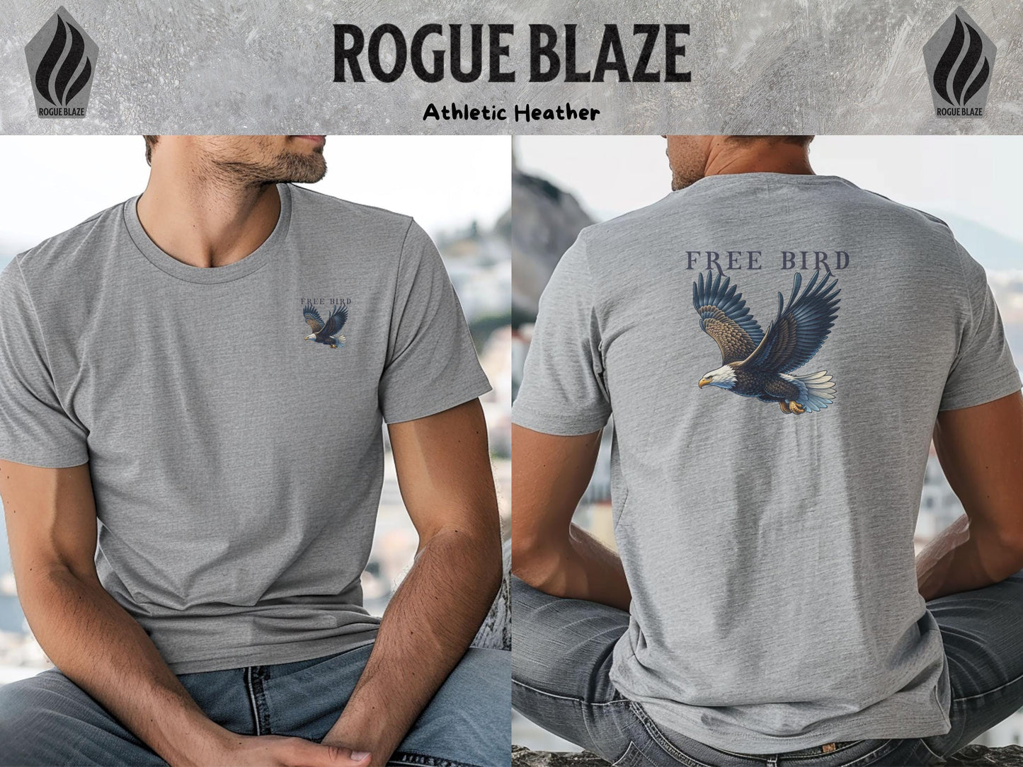 a man wearing a t - shirt with an eagle on it