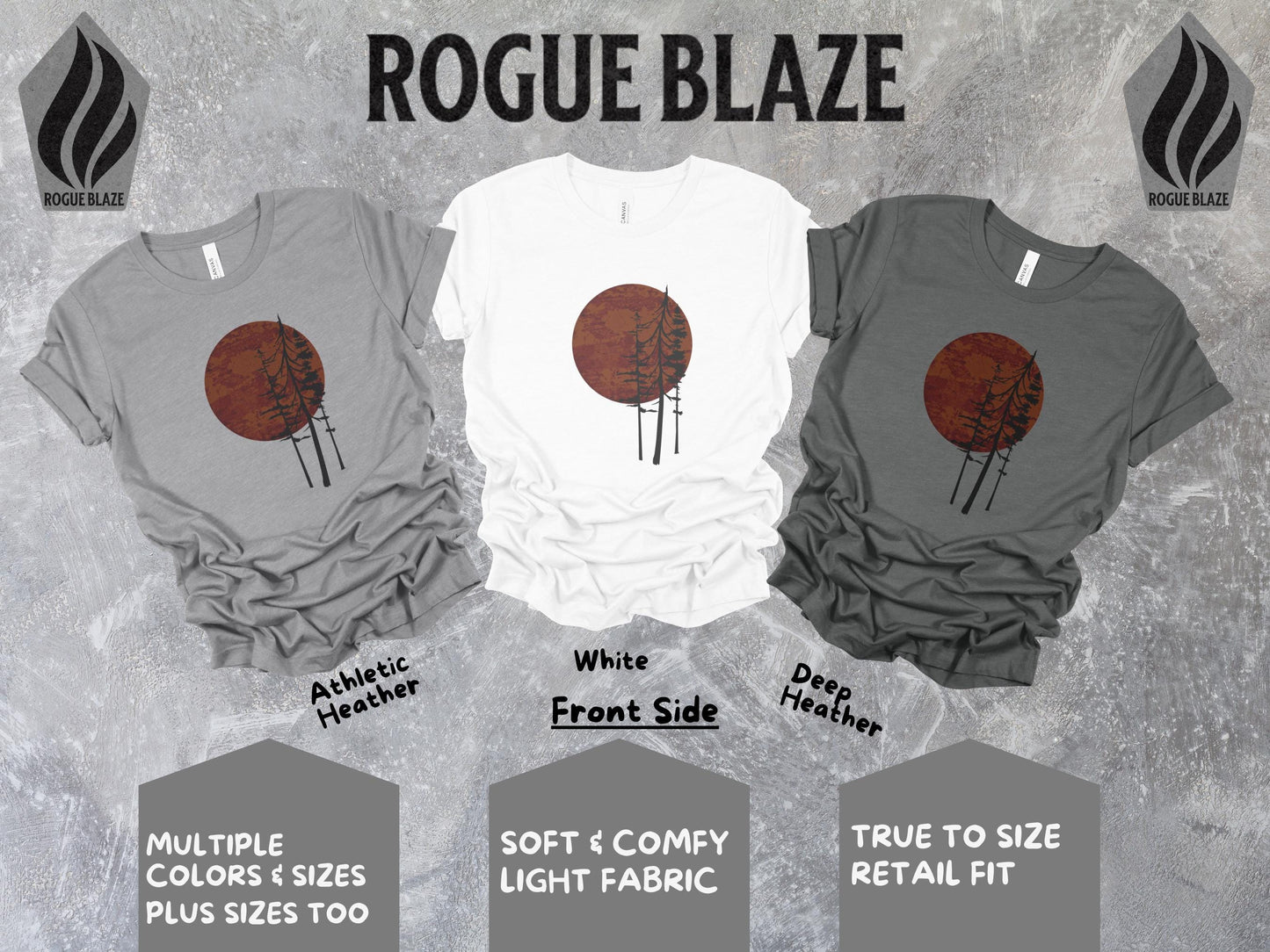 a group of three t - shirts with different designs on them