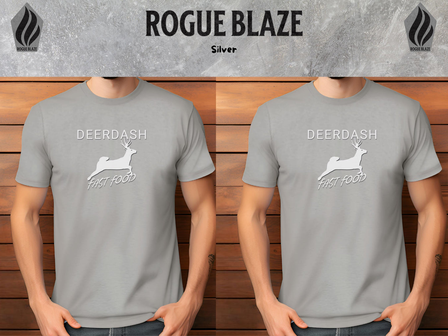 a man wearing a t - shirt with a deer on it