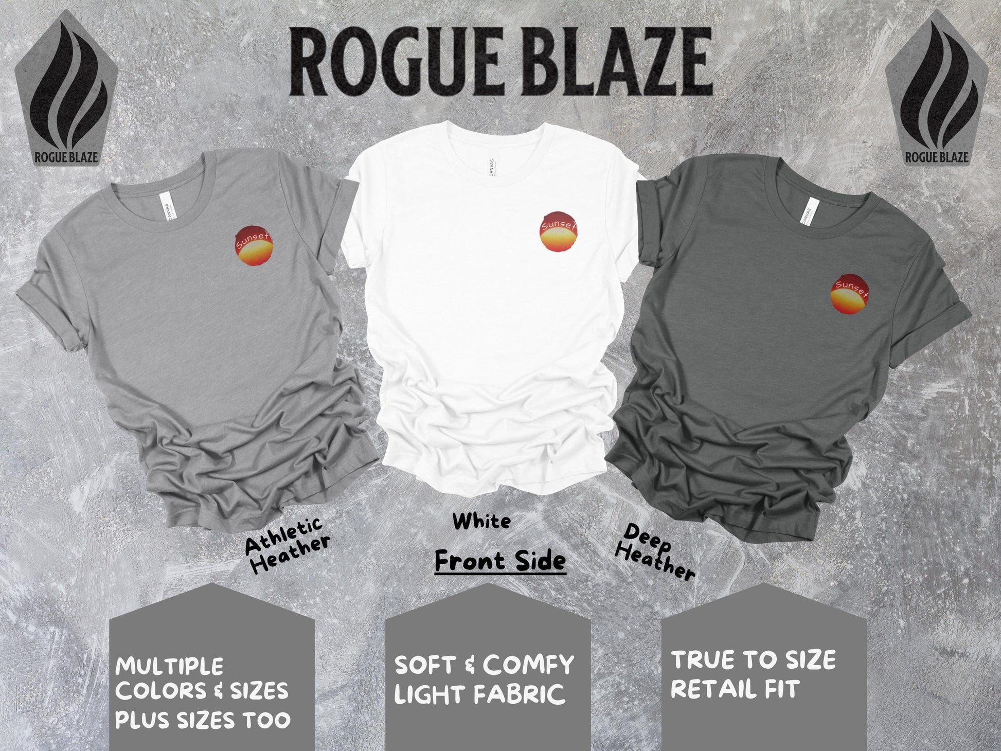 a group of three shirts with different designs on them