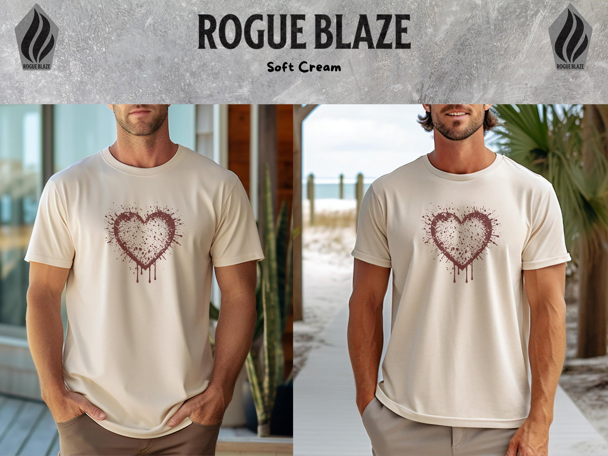 a man wearing a t - shirt with a heart on it