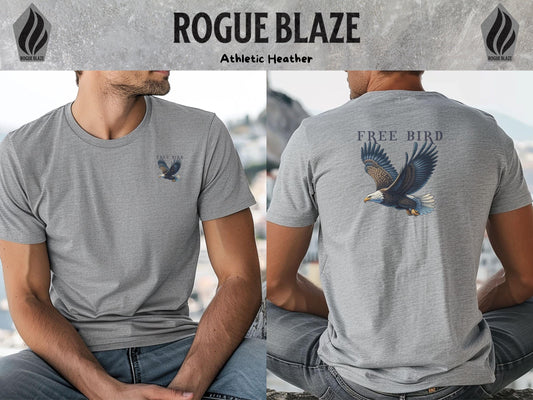 a man wearing a t - shirt with an eagle on it
