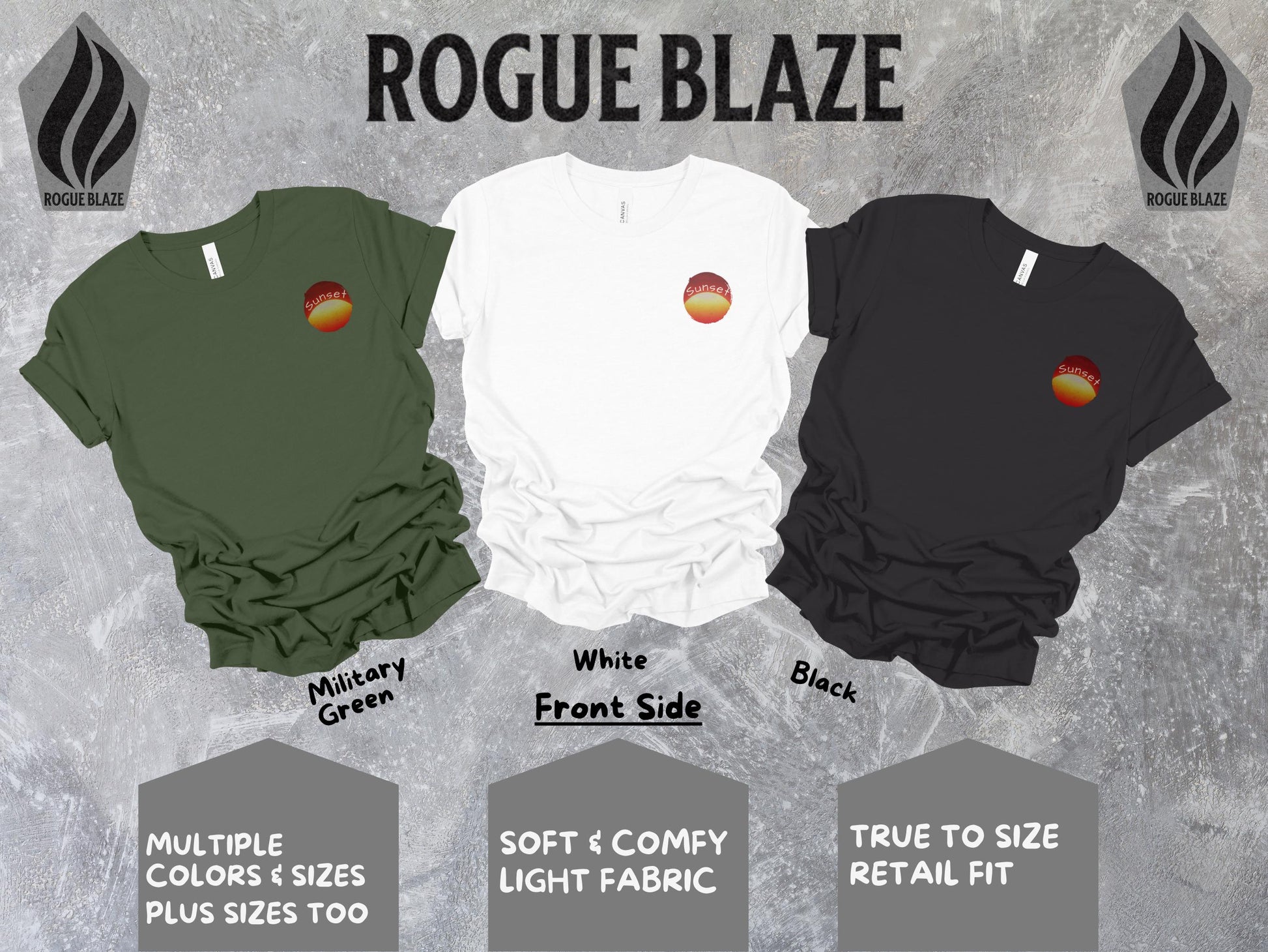 a group of shirts with different colors and sizes