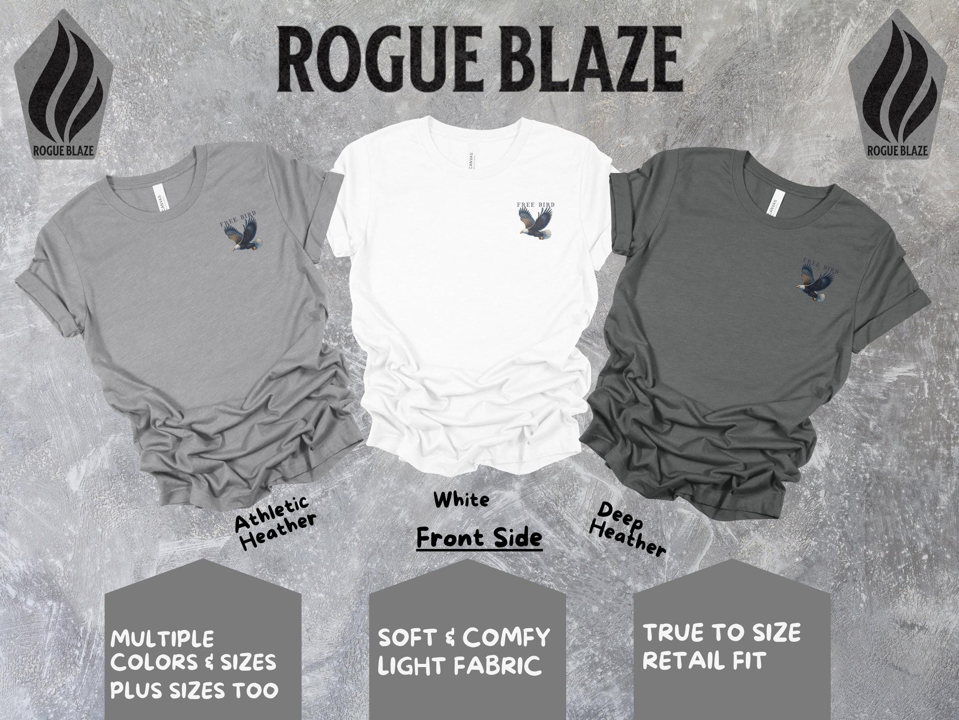 a group of three t - shirts sitting next to each other