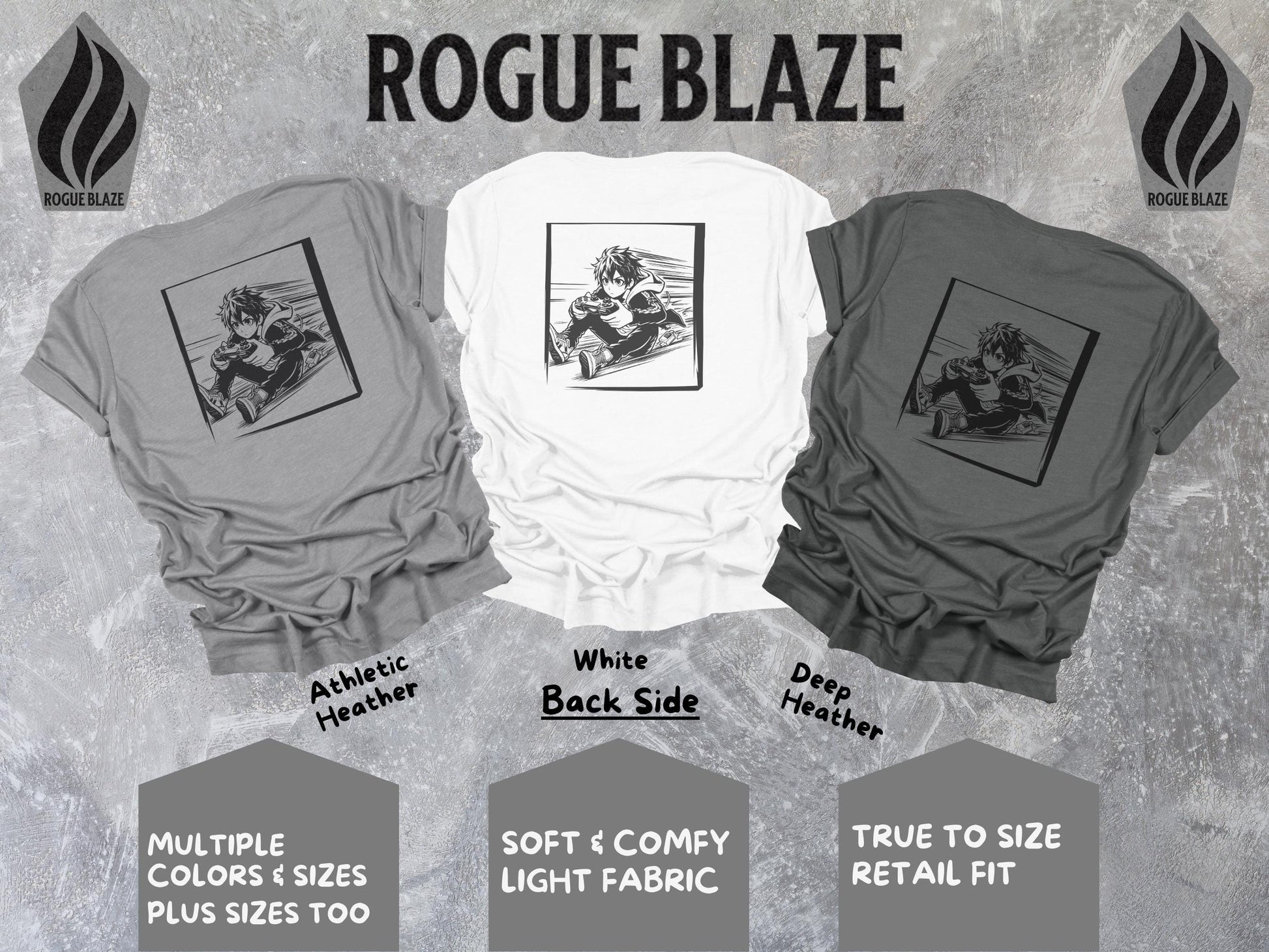 a group of t - shirts with different designs on them