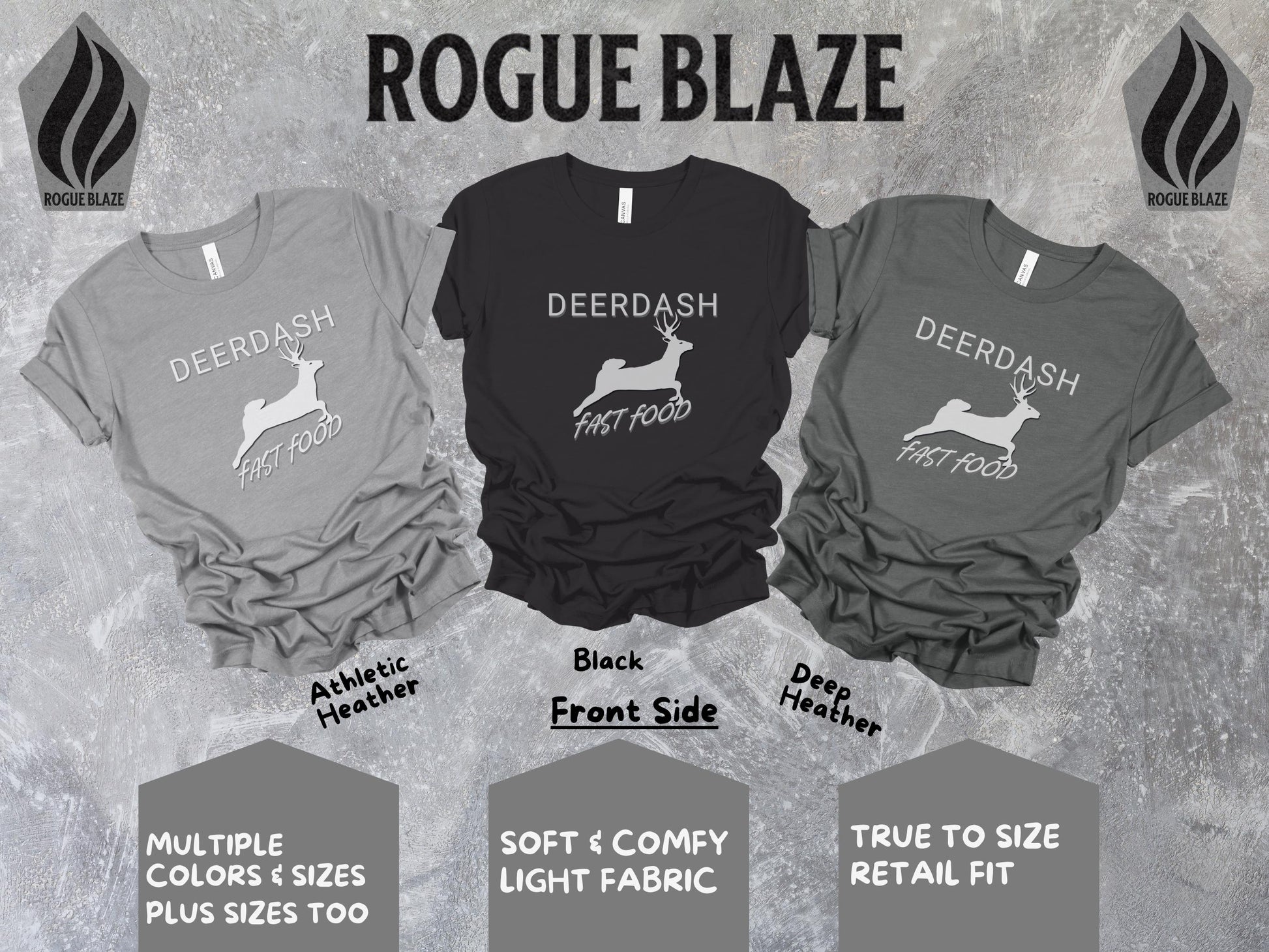 three t - shirts with different designs on them