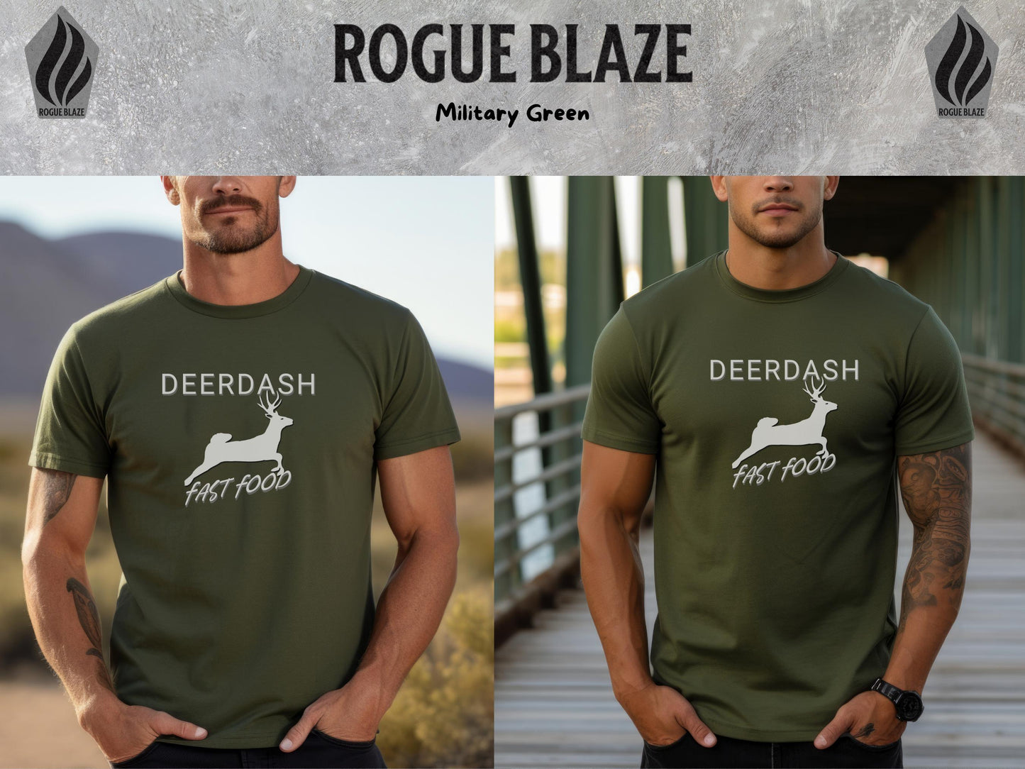 a man wearing a t - shirt with a deer on it