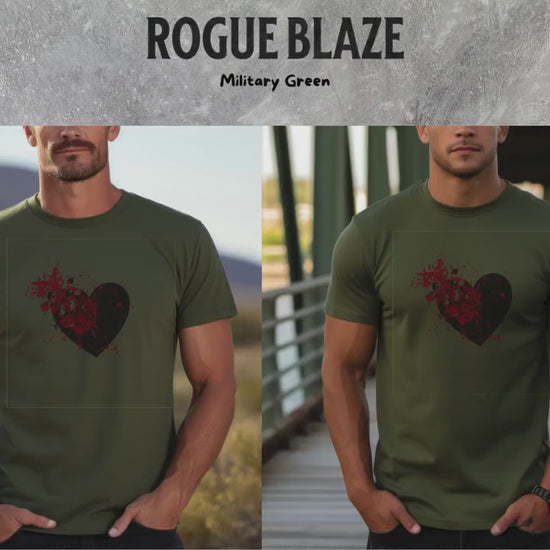 Black Heart with Red Splatter Shirt  – Grunge Broken Love T-Shirt for Men | Emo Aesthetic Streetwear Tee