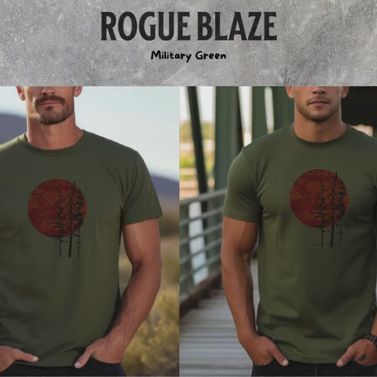 Burning Sun T-Shirt  – Fiery Sunset and Tree Silhouette Nature Shirt | Forest-Core Aesthetic