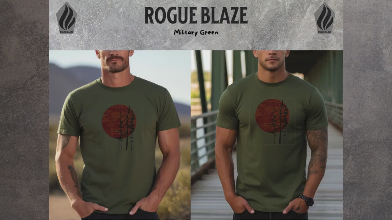 Burning Sun T-Shirt  – Fiery Sunset and Tree Silhouette Nature Shirt | Forest-Core Aesthetic